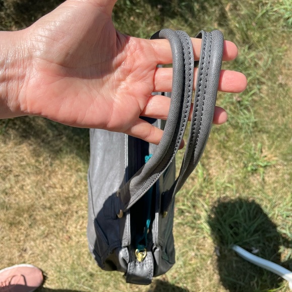 BCBG Generation’s Gorgeous Gray & Turquoise Faux Leather Satchel - Picture 7 of 12